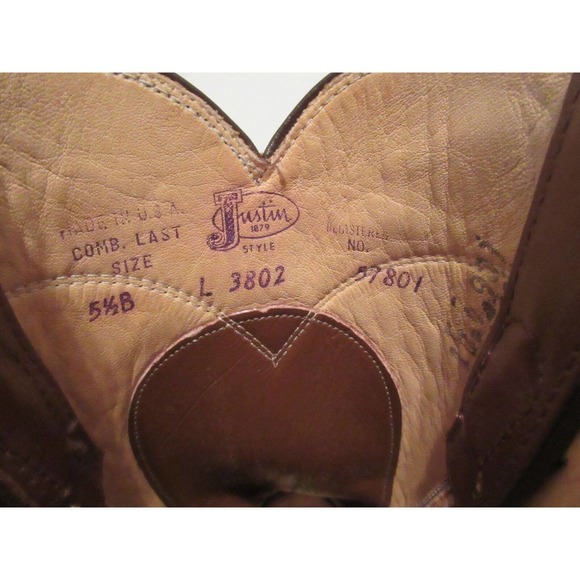 Justin Made USA Women's 5 1/2 B Brown Leather Western Cowgirl Boots Rodeo Shoes - Picture 11 of 12